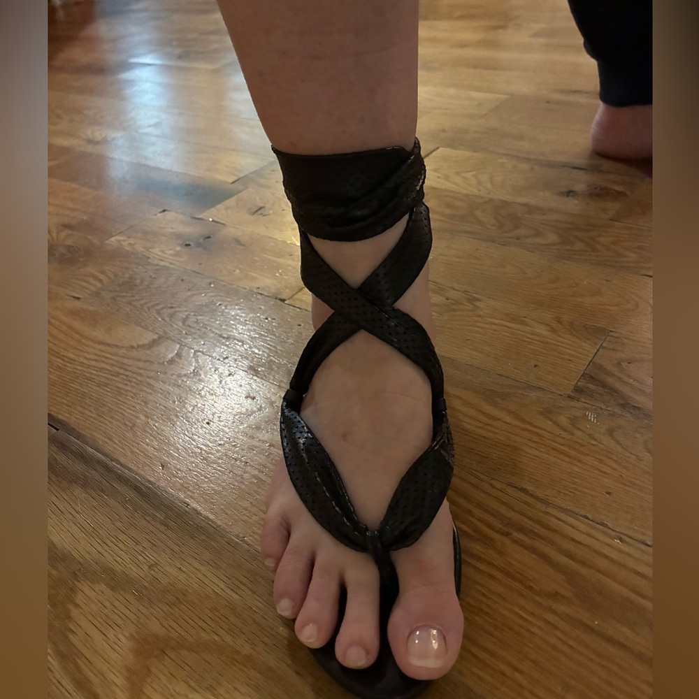 Givenchy Black Lace-Up Gladiator Sandals